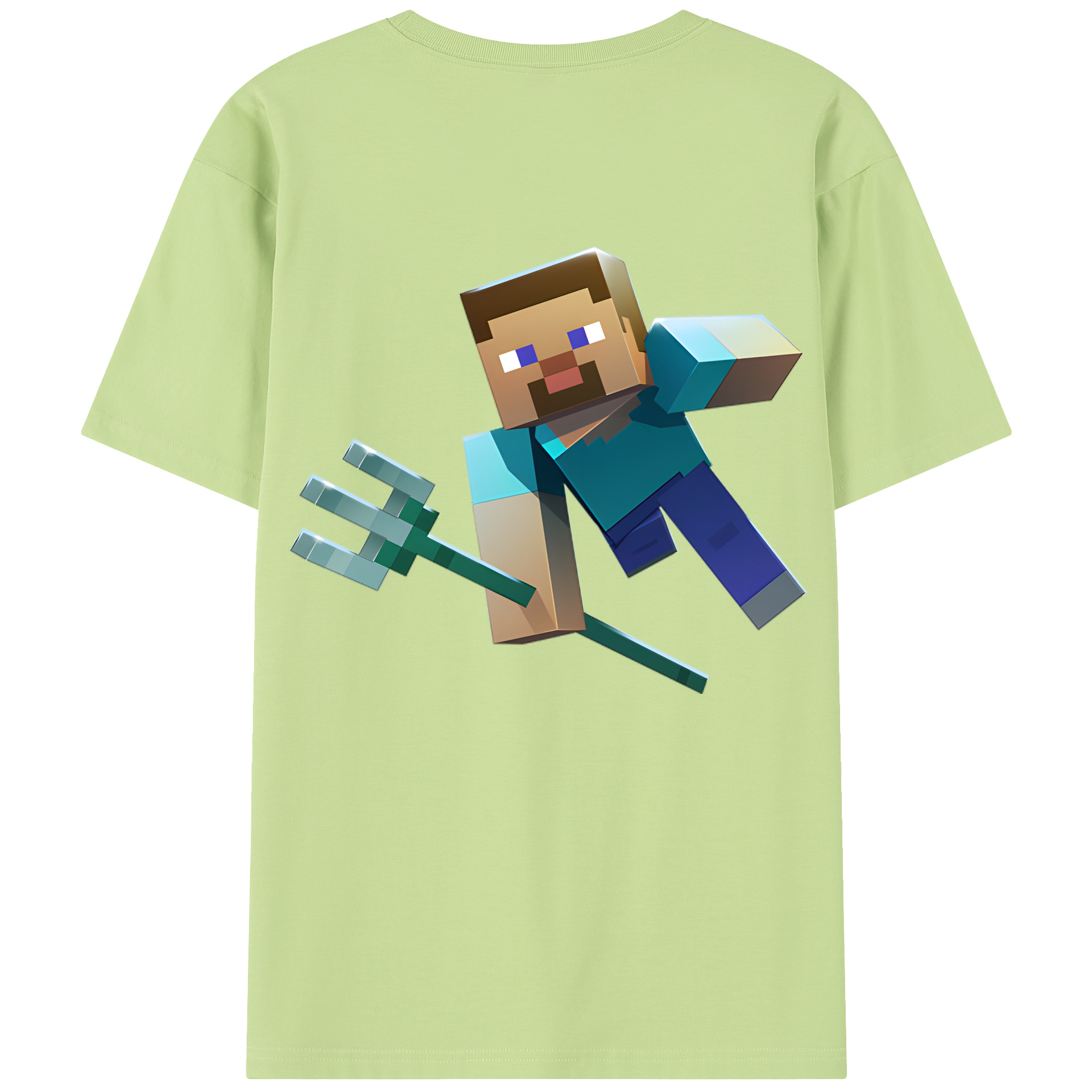 （画像用） マインクラフト ブロックの世界 Minecraft MC Block world 綿100％半袖Tシャツ（背面プリント）